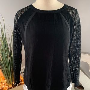Black Mesh Sleeve Top - Size L